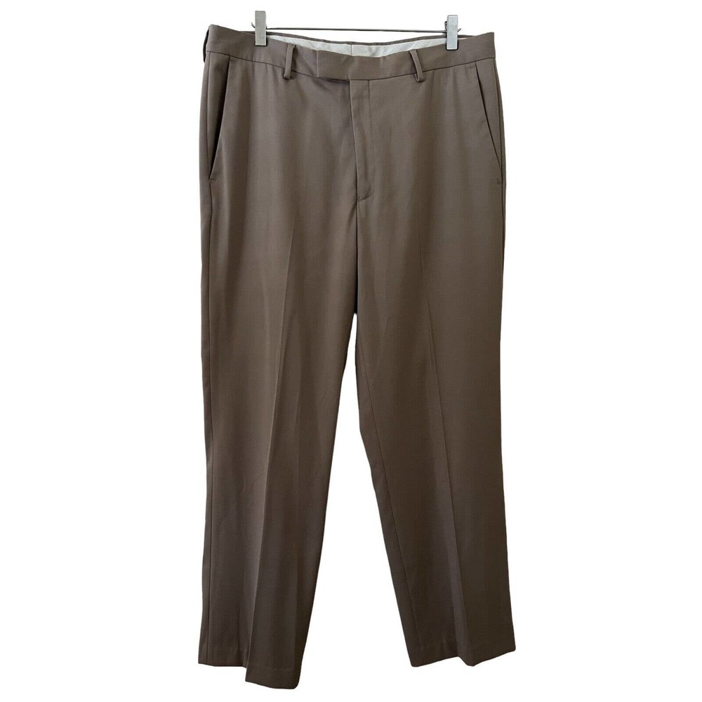 🌵Kenneth Cole Reaction Men's Khaki Flat Front Zip Fly Casual Pants - Size 34